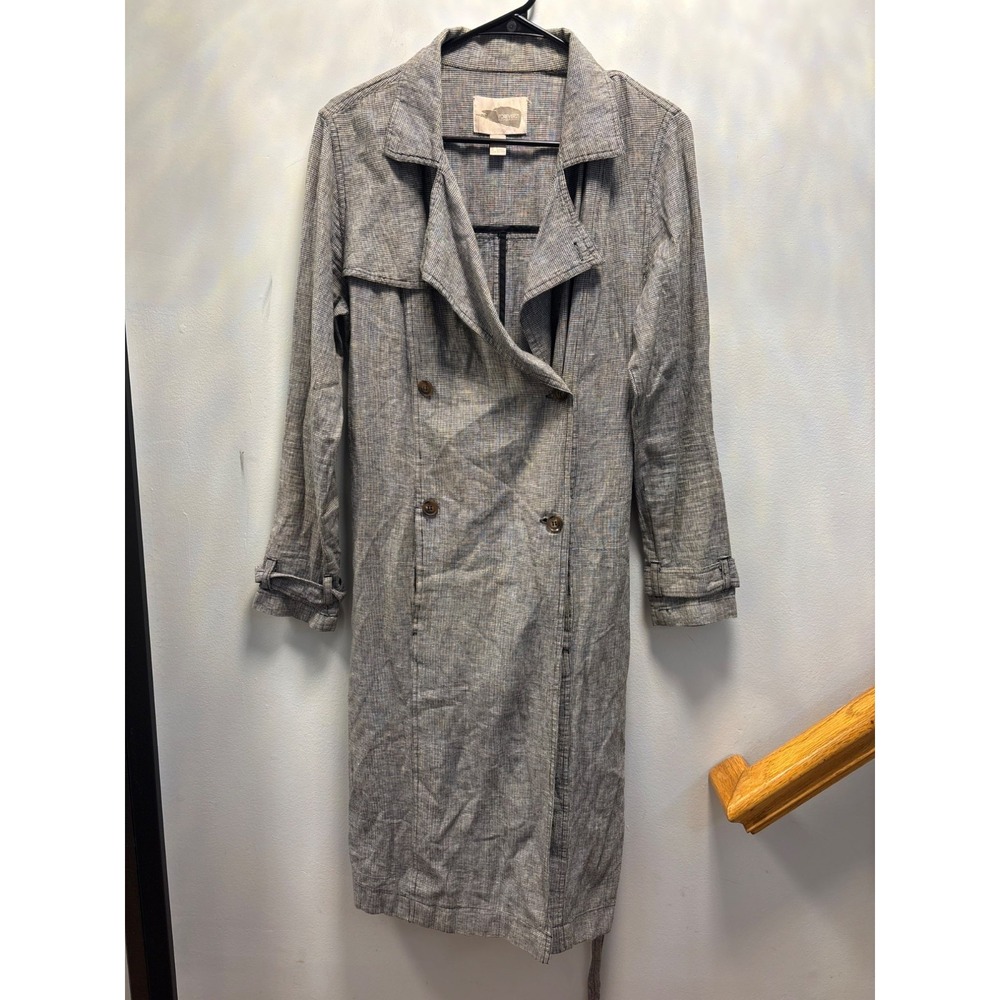 Forever 21 Contemporary Gray‎ Houndstooth Trench Coat Size L